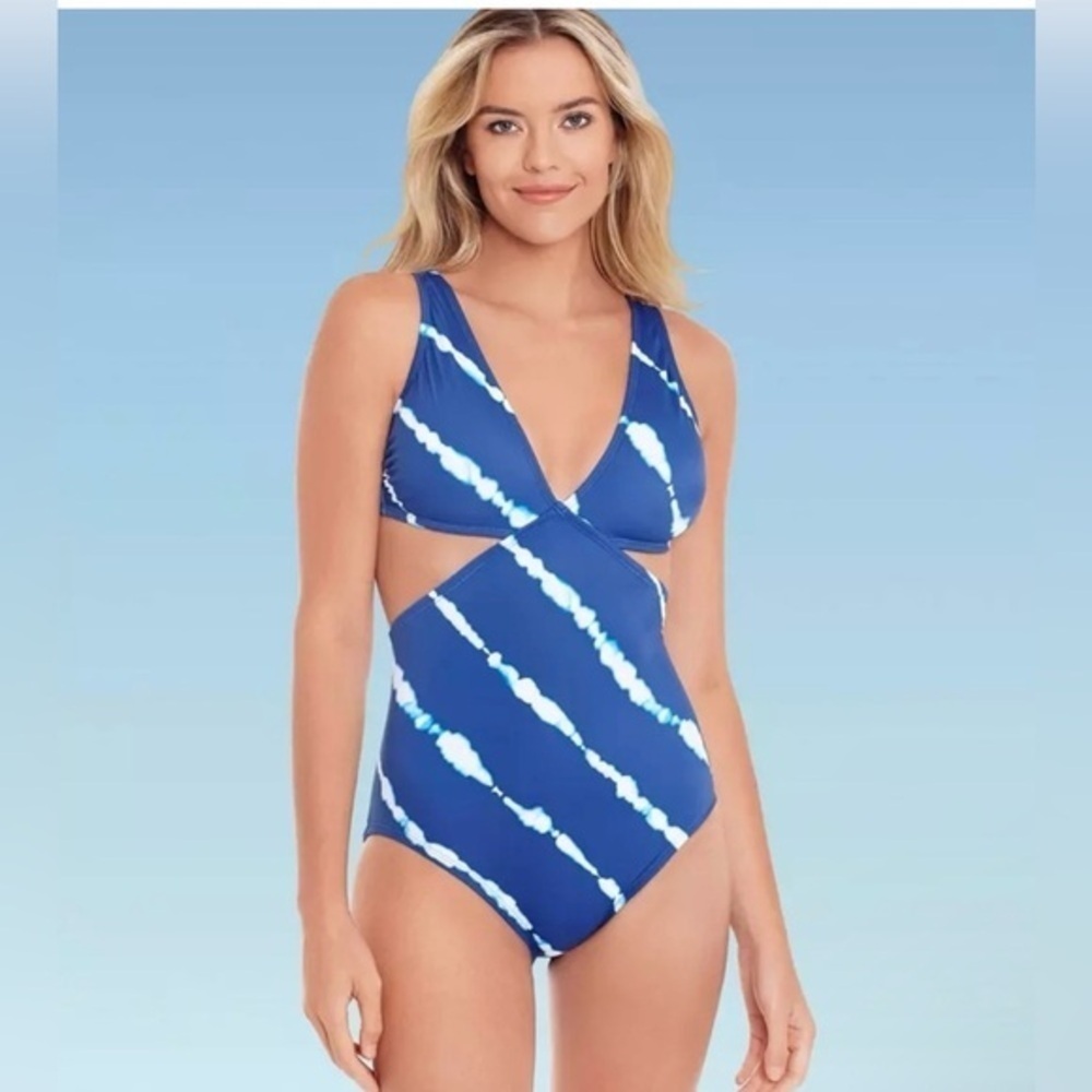 Women's Cut Out One Piece Swimsuit - Beach Betty - Multicolor - Large Size